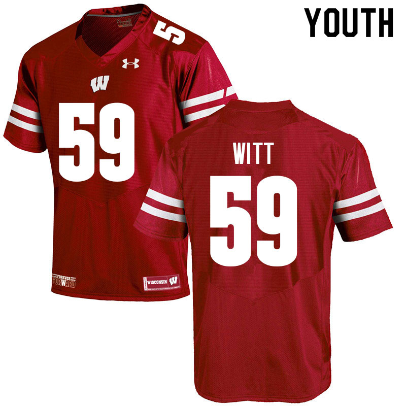 Youth #59 Aaron Witt Wisconsin Badgers College Football Jerseys Sale-Red - Click Image to Close